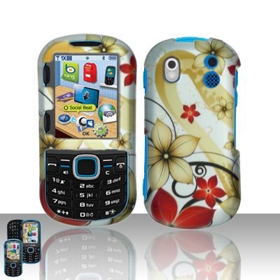 Hard Rubber Feel Design Case for Samsung Intensity 2 - Red Flowers