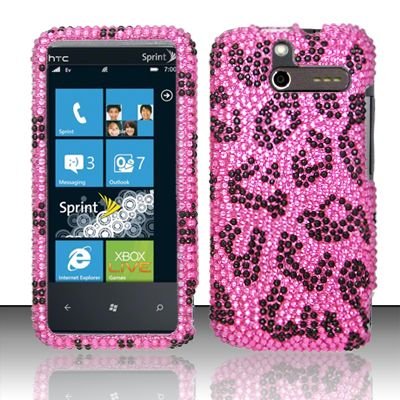 Hard Rhinestone Design Case for HTC Arrive (Sprint) - Pink Leopard