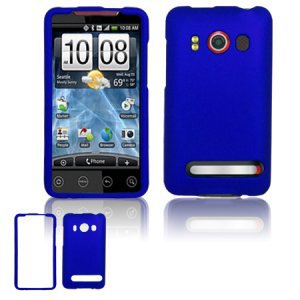 Hard Rubber Feel Plastic Case for HTC EVO 4G (Sprint) - Blue