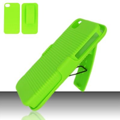 Hard Rubber Feel Holster Combo Case for Apple iPhone 4/4S - Green