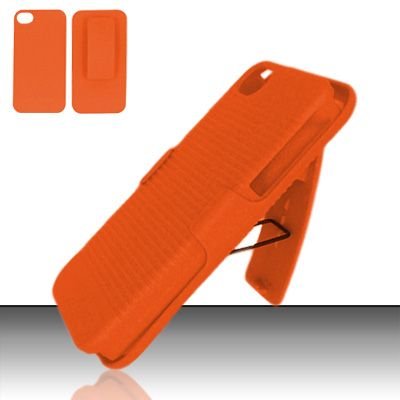 Hard Rubber Feel Holster Combo Case for Apple iPhone 4/4S - Orange