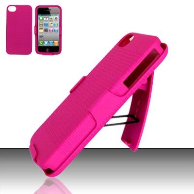 Hard Rubber Feel Holster Combo Case for Apple iPhone 4/4S - Pink