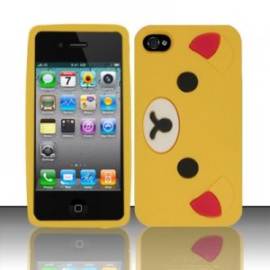 Soft Premium Silicone Case for Apple iPhone 4/4S - Yellow Bear Cartoon