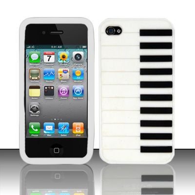 Soft Premium Silicone Case for Apple iPhone 4/4S - White Piano
