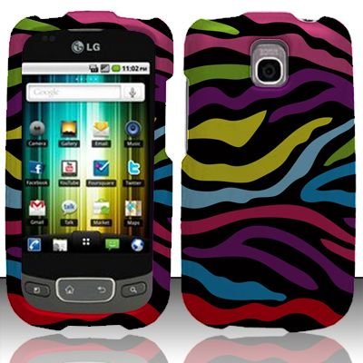 Hard Rubber Feel Design Case for LG Optimus T/Phoenix/Thrive (T-Mobile/AT&T) - Rainbow Zebra