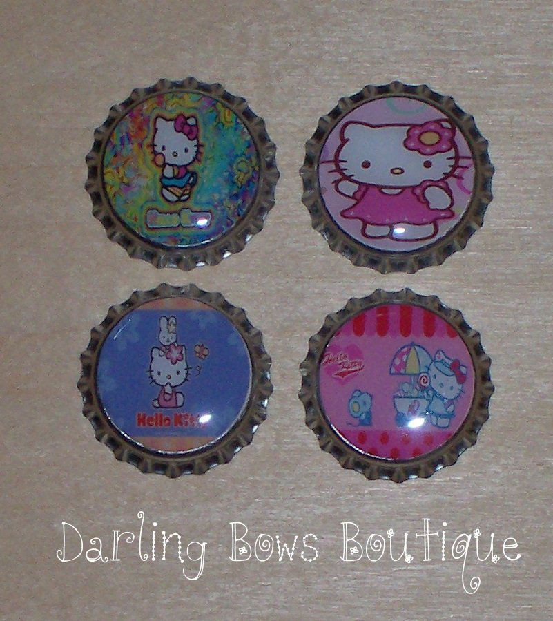 Set of 4 Hello Kitty Bottle Caps