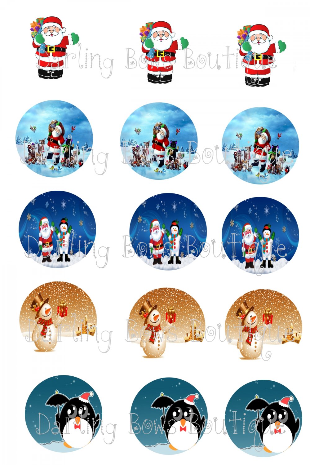 Christmas Bottle Cap Image Sheet -- 4X6 -- Digital