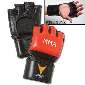 ProForce® Thunder Leather MMA Gloves - Red/Black - S/M