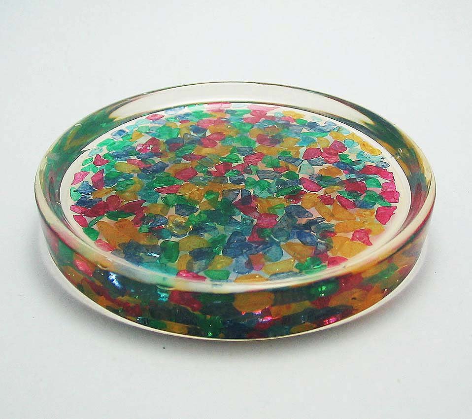 set 6 of natural gemstone glass saucer