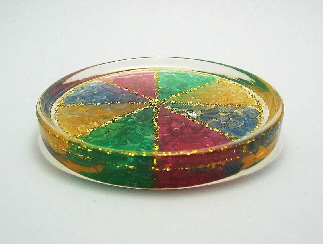 set 6 of mixed color natural gemstone glass saucer