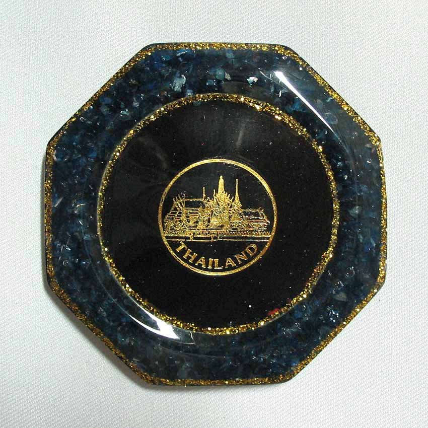 set 6 of natural gemstone glass saucer with royal palace picture