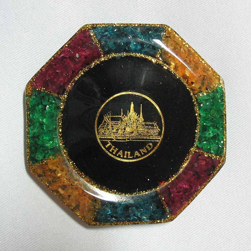 set 6 of mixed color natural gemstone glass saucer with royal palace picture