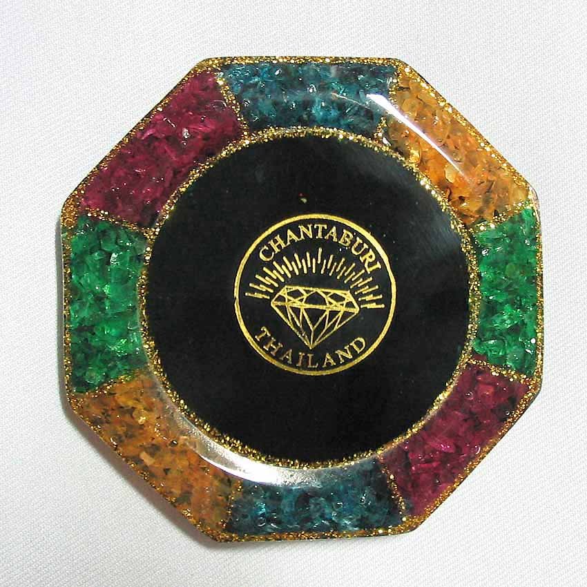 set 6 of mixed color natural gemstone glass saucer with gemstone picture