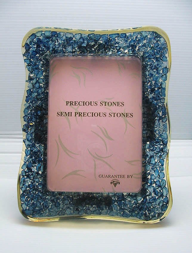 medium natural gemstone photo frame, picture frame