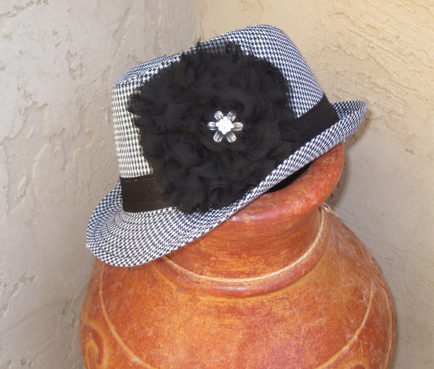 FEDORA HAT WITH CHIFFON FLOWER