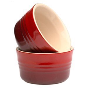 Le Creuset Stoneware ramekins Red Cerise Set of 2 New