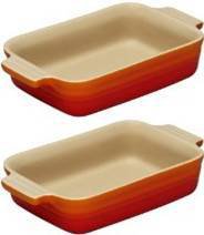Le Creuset Stoneware x2 Rectangular oven Dish 19cm Volcanic BNIB