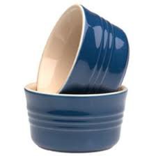 Le Creuset Stoneware ramekins Blue Set of 2 New