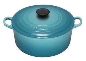 Le Creuset Cast Iron Round Casserole, Blue Teal 2-3/4 Quart
