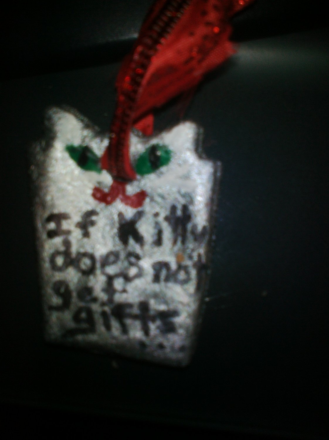 Christmas Tree Ornament: Kitty better get gifts....