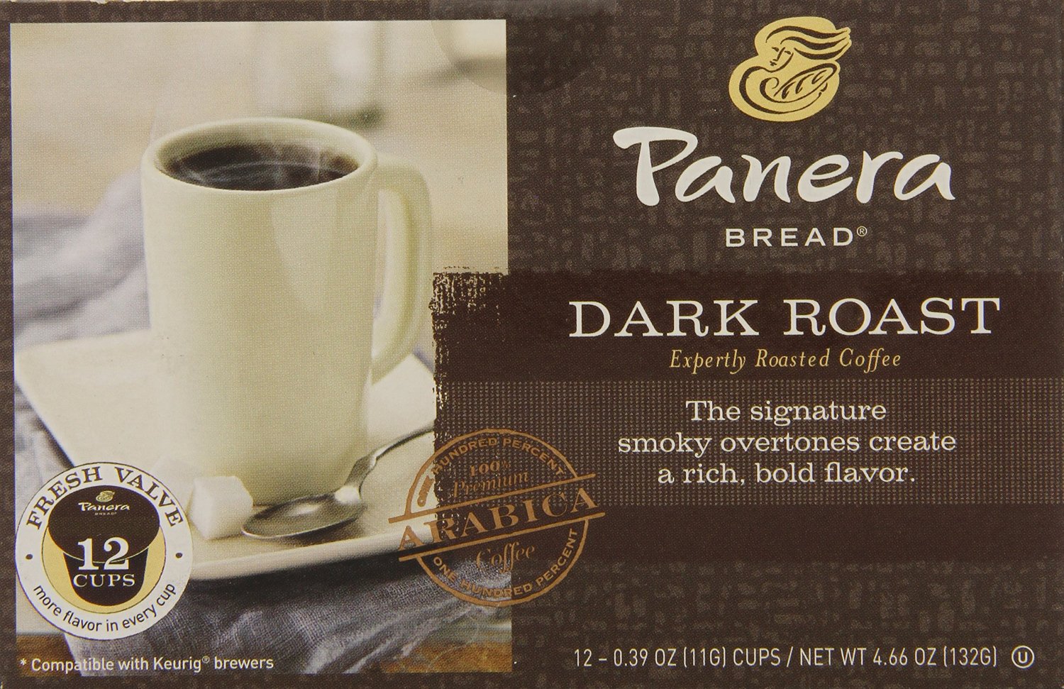 Panera Bread, KCup Single Serve Coffee, 12 Count, 4.66oz Box (Dark Roast)