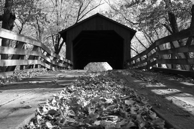 Sugar Creek Covered Bridge B/W 8x10