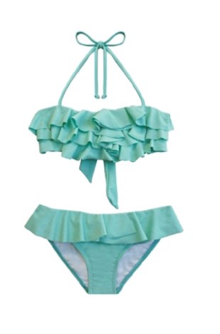 bikini teal con volantes