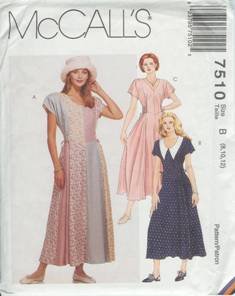 McCalls Sewing Pattern 7510 Women's Dress Size B (8,10, 12)
