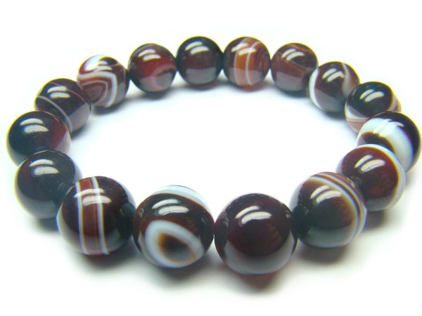 BAGRRS1400X Dark Red Agate Round Shape 12mm Bracelet