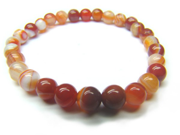 BAGERS0800X Red Agate wt Lace Round Shape 6mm Bracelet