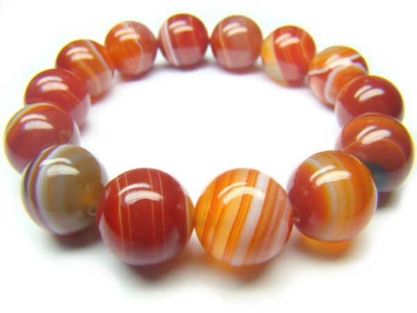 BAGERS0600C Red Agate wt Lace Round Shape 14mm Bracelet