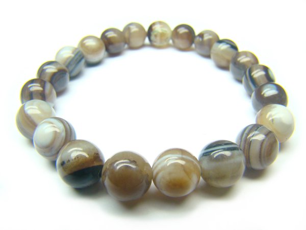 BAGBRS1000X Black & White Agate Round Shape 8mm Bracelet