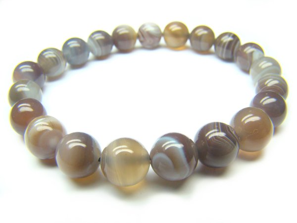 BBOTRS1000X Botswana Agate Round Shape 8mm Bracelet