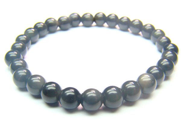 BOBXRS0800X Obsidian Round Shape 6mm Bracelet