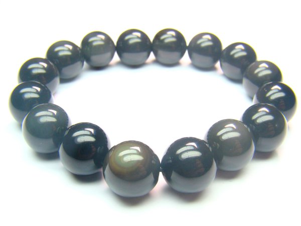 BOBXRS1400X Obsidian Round Shape 12mm Bracelet