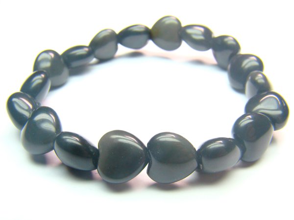 BOBXHS1200X Obsidian Heart Shape 10mm Bracelet
