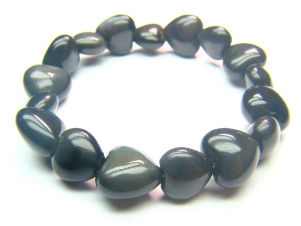 BOBXDM1012X Obsidian Heart Shape 12mm Bracelet