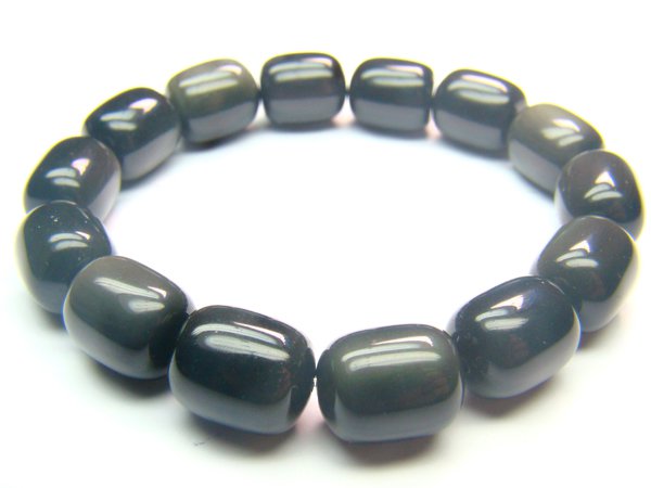 BOBXMG2030X Obsidian Drum Shape 10x12mm Bracelet
