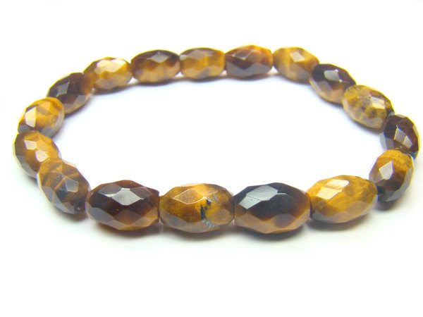 BTEXRE0812X Tiger Eye Rice 7x10mm Cut Bracelet