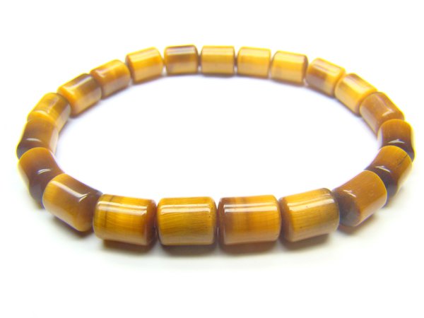 BTEXWH0408X Tiger Eye Cylinder Shape 6x8mm Bracelet