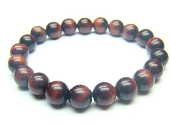 BTERRS1000X Red Tiger Eye Round Shape 8mm Bracelet