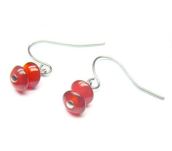 EAGXDO0407C Red Agate Donut Shape 3x6mm Earrings