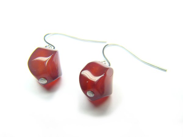 EAGXCY0609X Red Agate S-Shape 8x10mm Earrings