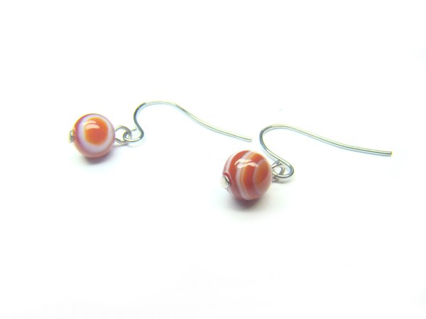 EAGERS0800X Red Agate wt Lace Round Shape 6mm Earrings