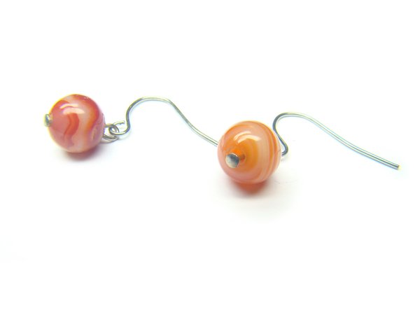 EAGERS1000X Red Agate wt Lace Round Shape 8mm Earrings