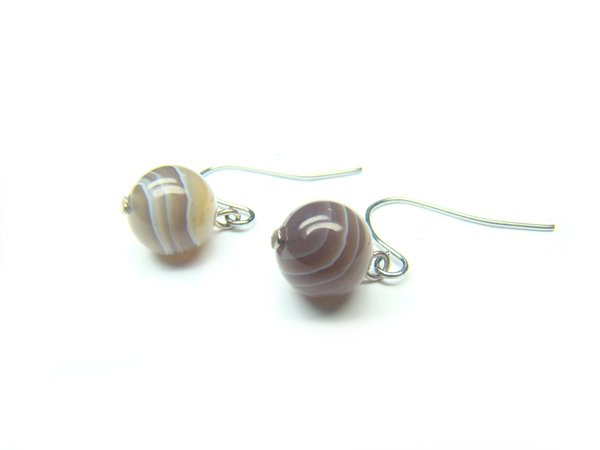 EBOTRS1000X Botswana Agate Round Shape 8mm Earrings