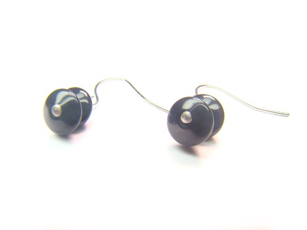 EONXDO0408C Onyx Donut Shape 3x8mm Earrings