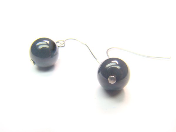 EOBXRS1000X Obsidian Round Shape 8mm Earrings