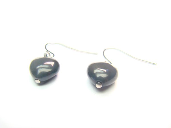 EOBXHS1200X Obsidian Heart Shape 10mm Earrings