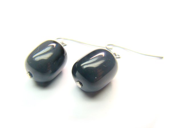 ETEXRS0600X Obsidian Drum Shape 10x12mm Earrings